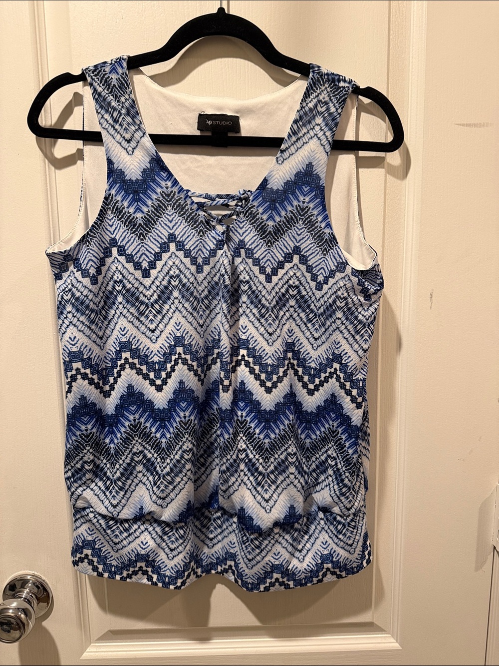 Studio Blue and White Zigzag Tank Top
